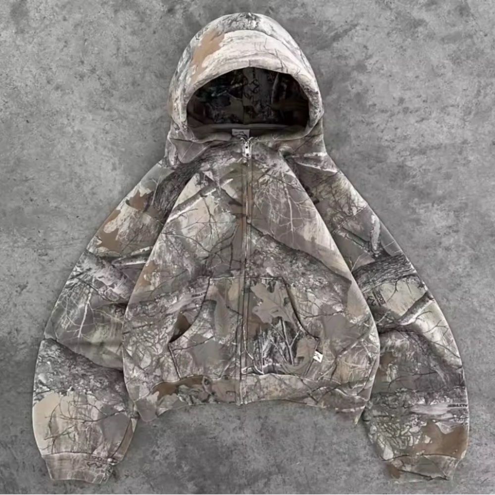 Brown Camouflage Puffer Jacket Outdoor Durable Design